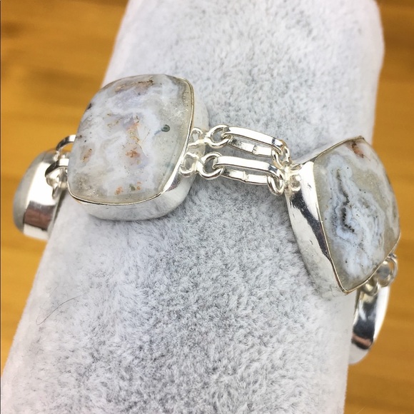 New Natural Solar Quartz Stone Silver Overlay Toggle Bracelet 7 & 7 3/4 - Picture 8 of 8